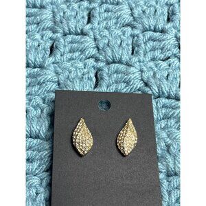 Vintage AV Signed Goldtone Clear Rhinestone Pave Stud Earrings 0.75 inch